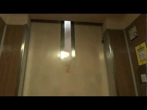 old Elmek traction elevator @ Störtloppsvägen 7, Hägerstensåsen, Stockholm, Sweden.