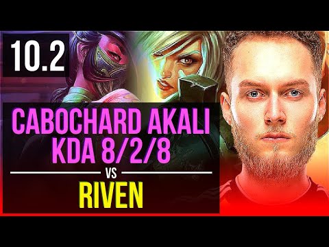 Cabochard AKALI vs RIVEN (TOP) | 2 early solo kills, KDA 8/2/8 | EUW Diamond | v10.2