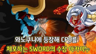 [원피스 분석]와노쿠니에 등장해 CP0를 체포할 SWORD의 수장 아카이누