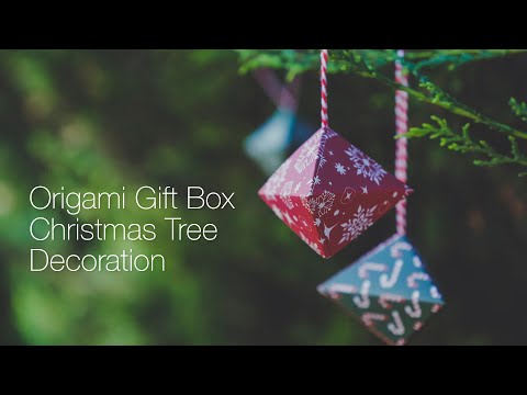 How to fold Origami Ornament Gift Box for Christmas Tree Decoration (Traditional)