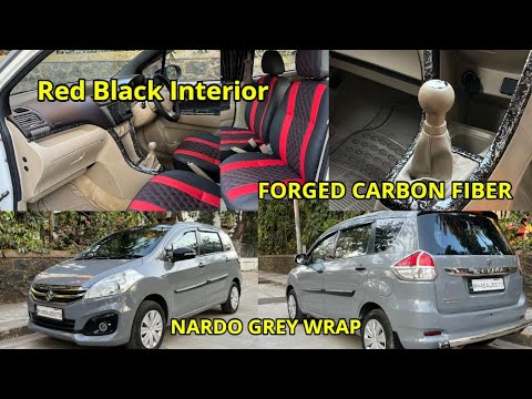 Maruti Ertiga Wrap in Nardo Grey | interior red & black | Car wrapping | Forged Carbon Fiber use