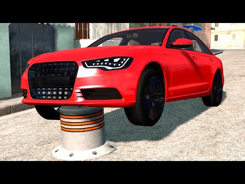 Cars vs Bollards 4K - BeamNG.drive 4K / HUGE Car Crashes