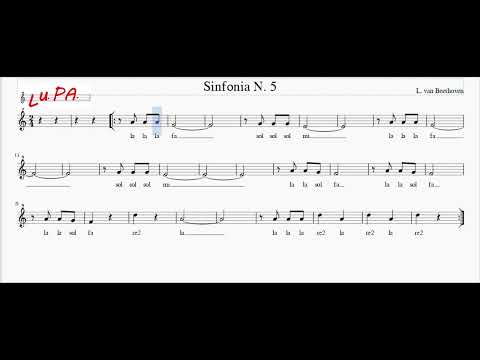 Sinfonia N.5 - (Beethoven)  - Flauto - Note - Spartito - Karaoke - Canto - Instrumental - Tutorial
