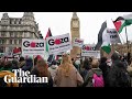 Pro-Israel and pro-Palestine protesters cross paths in London