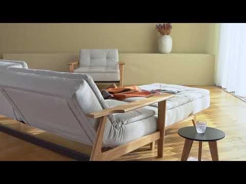 Divano letto con braccioli in legno Dublexo Frej Eik