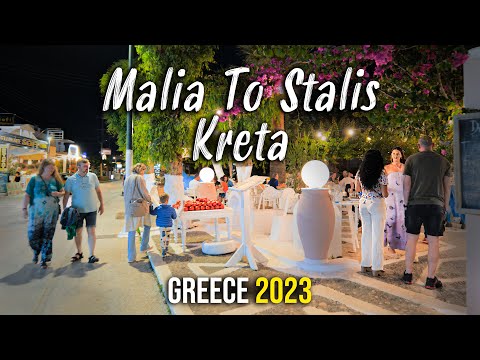 Walking from Malia to Stalis, Kreta, walking tour 4k, Crete Greece, 2023