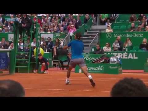 Rafael Nadal attempts to catch Gabashvili's Racquet