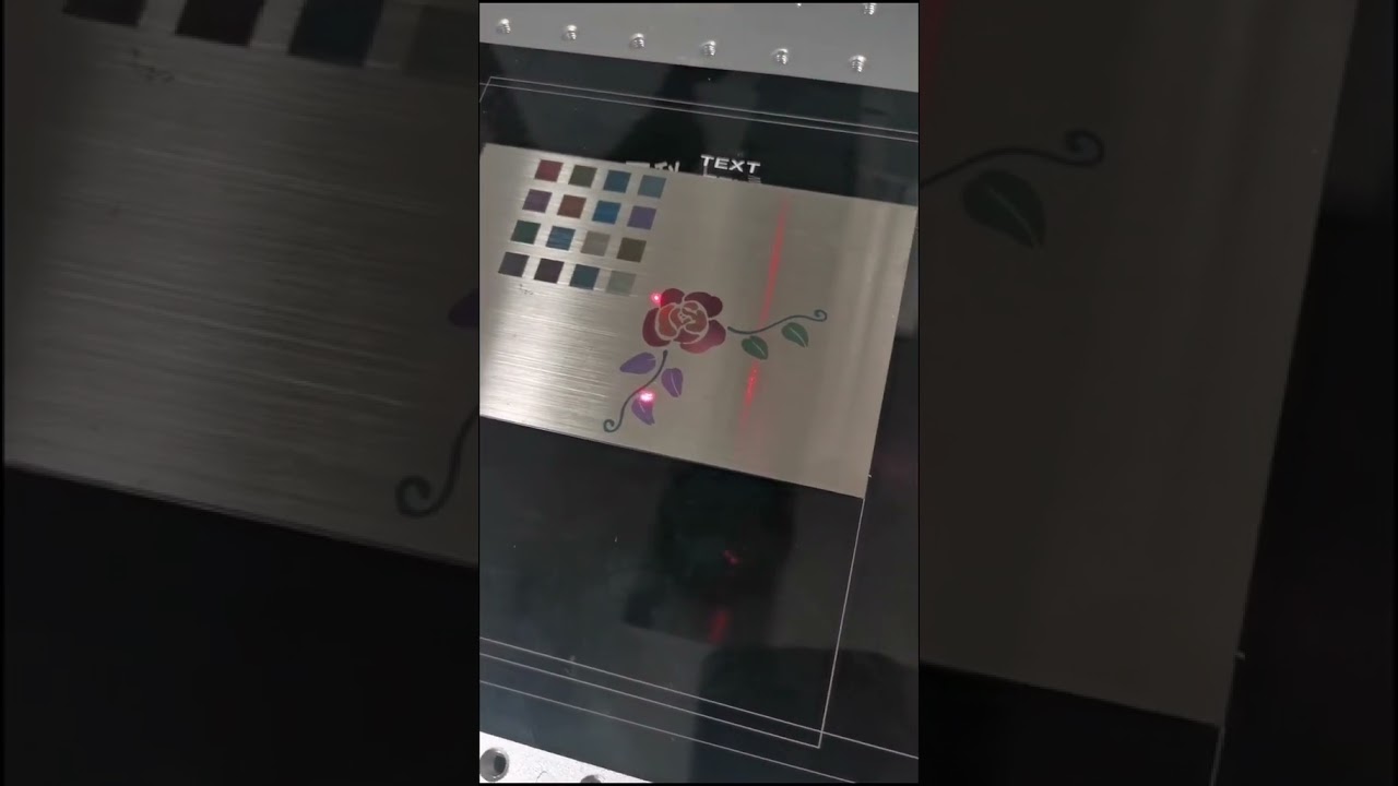 MOPA laser marking machine, color engraving, stainless steel plate.