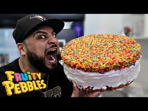 DIY GIANT FRUITY PEBBLES ICE CREAM SANDWICH!!