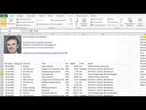 Konsolidieren mit Excel - Zusammenfassen von Listen