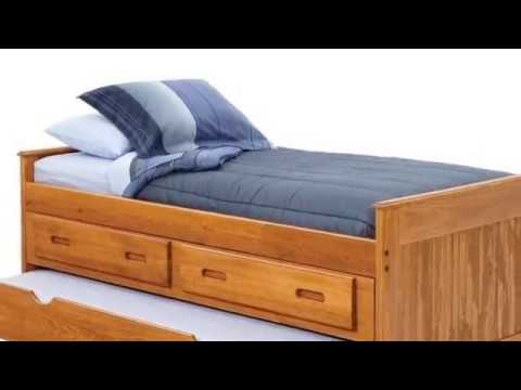Wooden double bed with storage drawers