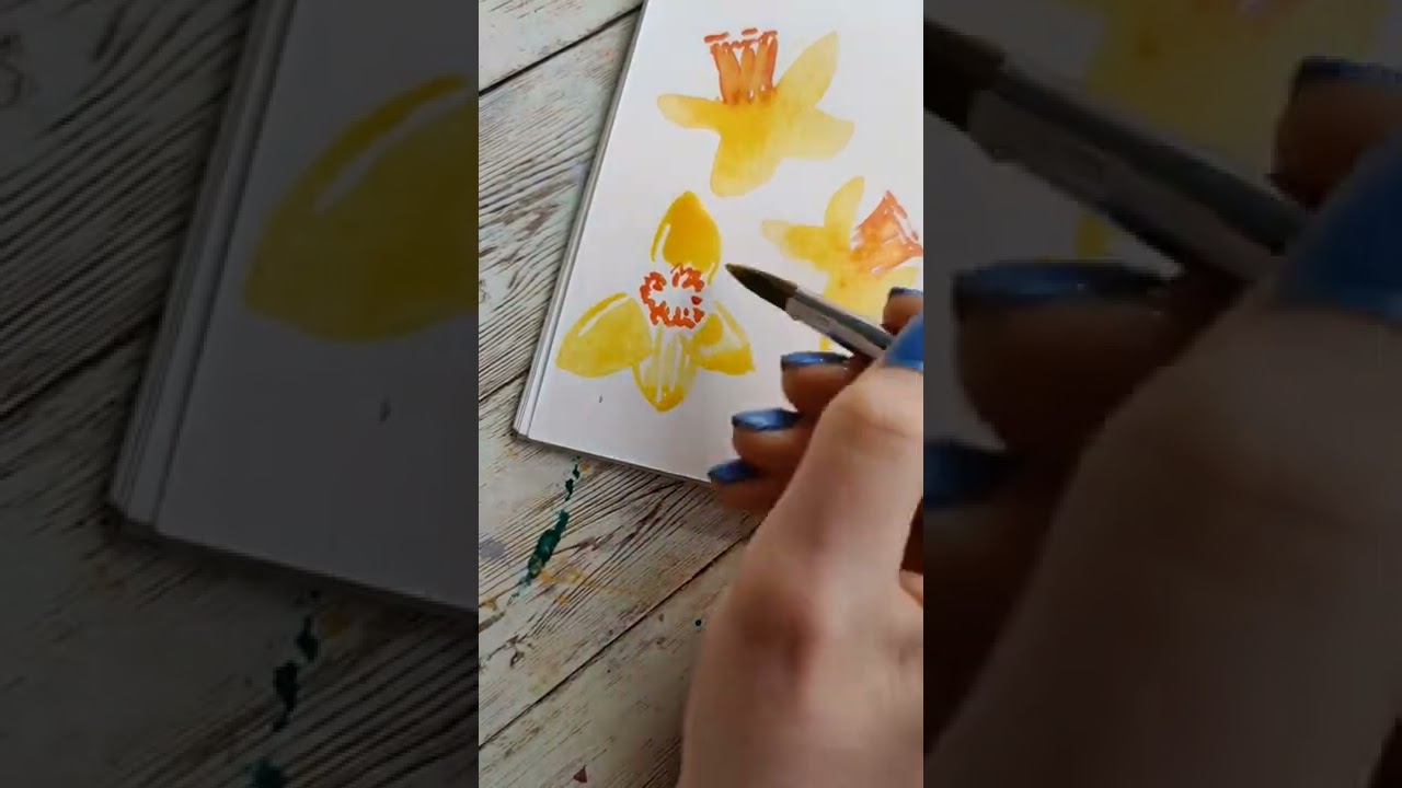 Watercolor daffodils. #learnwatercolor #daffodils #learnwatercolor #easywatercolor