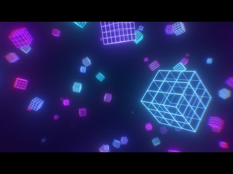 Flying Through Wireframe Cubes Synthwave Retro Neon Ultraviolet Glow 4K Background VJ Video Effect