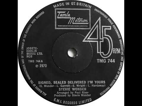 UK New Entry 1970 (133) Stevie Wonder - Signed, Sealed Delivered I'm Yours