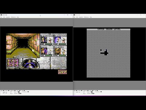 Play "Eye of the Beholder" (C64) with two monitors or in split screen with map in emulator