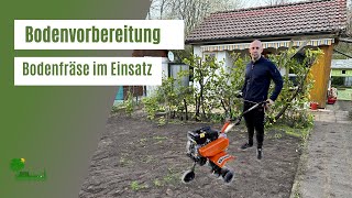 Boden mit Gartenfräse umgraben | Harten oder lehmigen Boden auflockern | Bodenfräse | Motorhacke