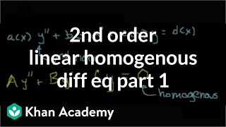 2nd order linear homogeneous differential equations 1 | Khan Academy