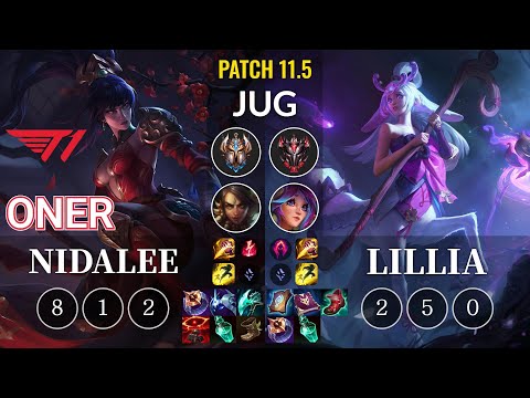 T1 Oner Nidalee vs Lillia Jungle - KR Patch 11.5