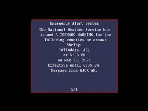 (VALID TONES) EAS Recreation Mock - Columbiana, AL Tornado Emergency (Spectrum Relay) (03/25/2021)