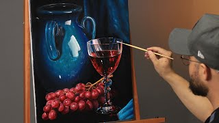 Pintura a óleo - Uvas e vinho | Oil painting - Grapes and wine