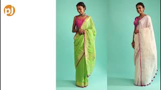 Buy Handloom Linen Sarees Online - Paarijaatham