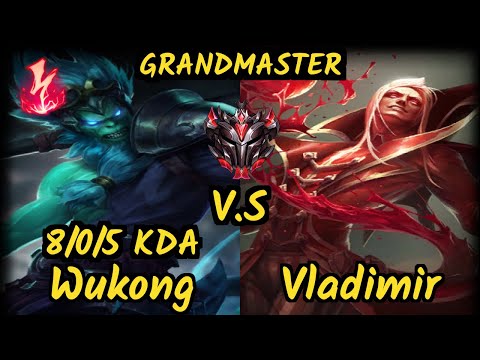 Harambe (WUKONG) vs VLADIMIR - 8/0/5 KDA TOP GAMEPLAY - NA Ranked GRANDMASTER