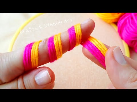 It's so Beautiful !! Unique Flower Craft Ideas with Wool- Hand Embroidery Amazing Trick- Sewing Hack