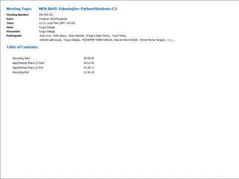 Python Dersleri 4 Haziran 14. Oturum - MEB Akilli Teknolojiler - Öğrencilere Python Eğitimi
