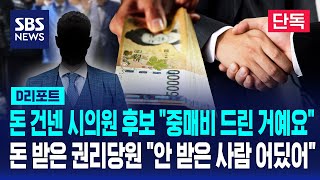 "금품 50만 원 받았다" 녹취 파문..시의원 후보 '황당 해명' (단독) / SBS / #D리포트