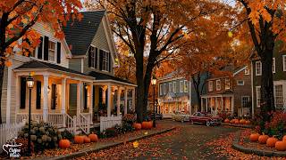Smooth Autumn Jazz for Stress Relief 🍂 Walking Through a Historic New England Ambience Relax Music