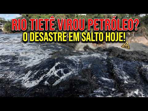 Cena chocante: Águas do Tietê tomadas por poluição tóxica em Salto