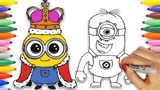 Easy Drawing & Colouring Tutorial of MInions & more famous cartoon characters | HooplaKidz Doodle
