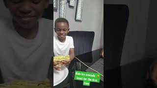 Kids try Avocado toast for the first time #shorts