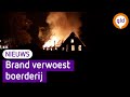 Grote brand bij boerderij in Arnhem