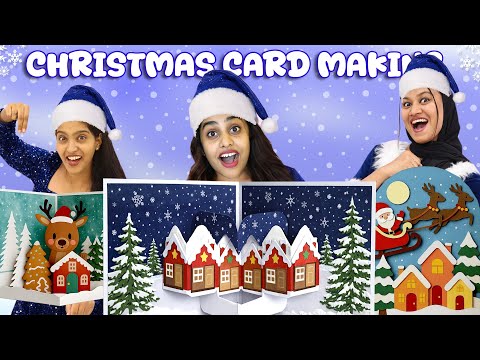 CHRISTMAS GREETING CARD MAKING CHALLENGE 🎄😍 | മൂന്ന് പേരിൽ ആര് ജയിക്കും ? | PULLOTHI
