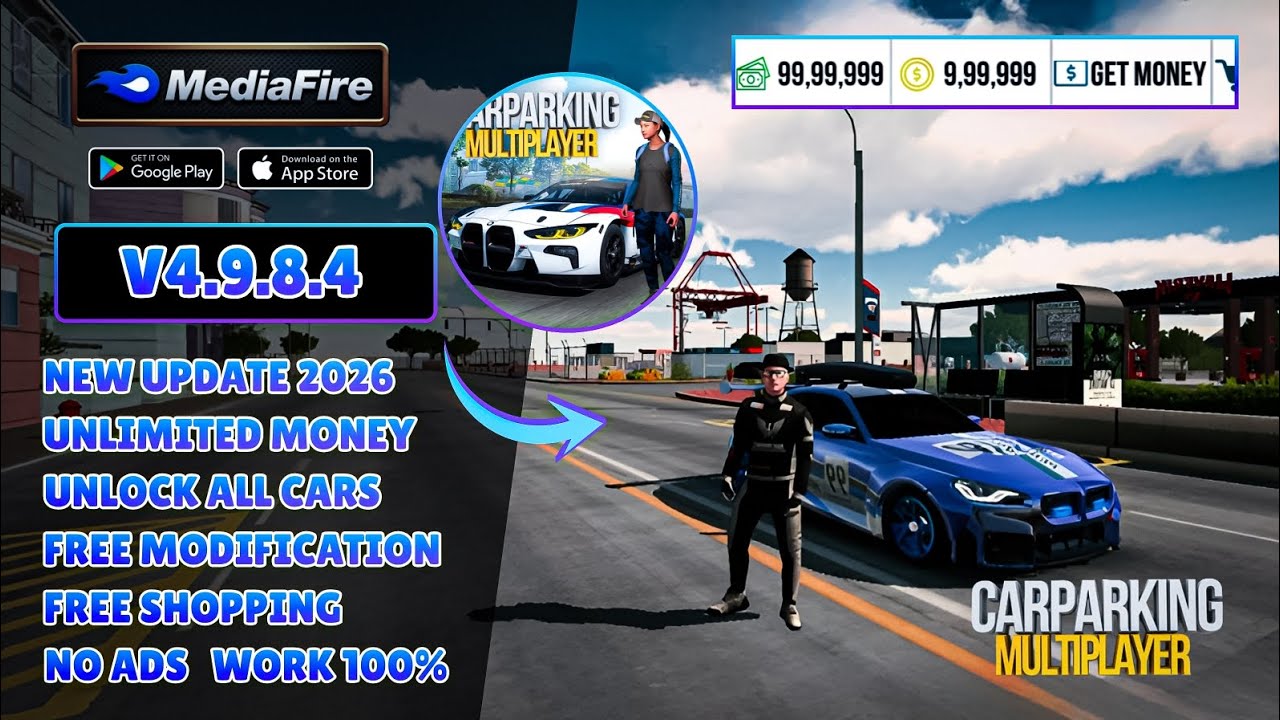 Car Parking Multiplayer Mod Apk v4.9.8.4 New Update 2026 |CPM Mod Apk Unlimited Money &Coin Gameplay