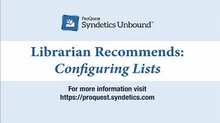 Librarian Recommends Tutorial: Configuring Lists