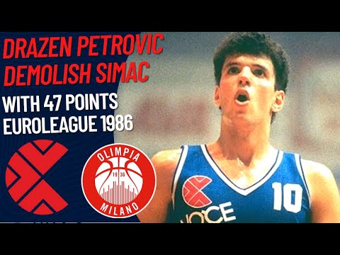 Drazen Petrovic 47 pts VS Simac | EuroCup 1986