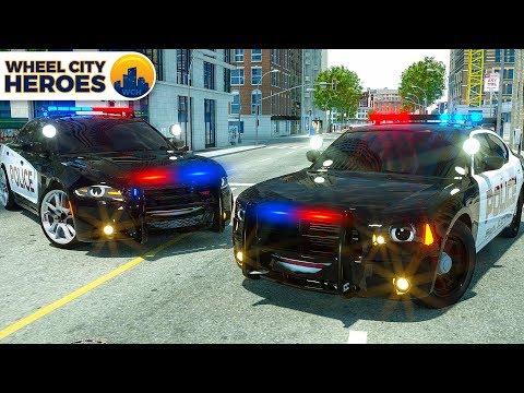 Police Car Lucas Tyre Stuck in Resin | Wheel City Heroes (WCH) 3D Cartoon for Kids