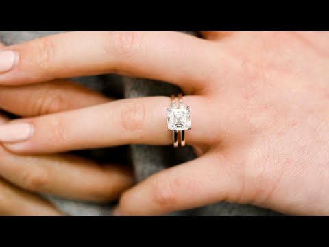 2.5 Carat Asscher Cut Lab Diamond Custom Double Band Solitaire Engagement Ring | Ada Diamonds