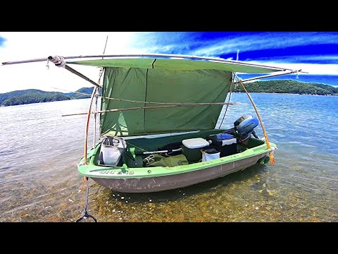 Desert island solo camp roof top boat fishing
