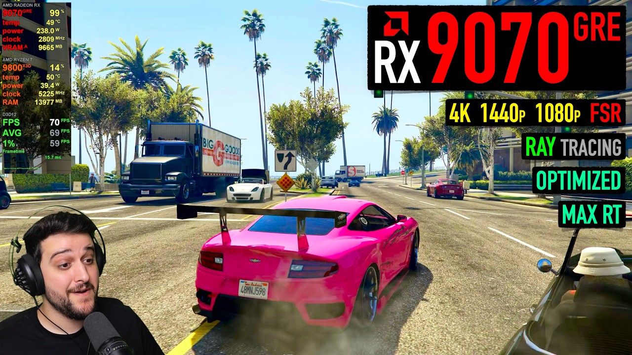 RX 9070 GRE - GTA 5 Enhanced with Ray Tracing!