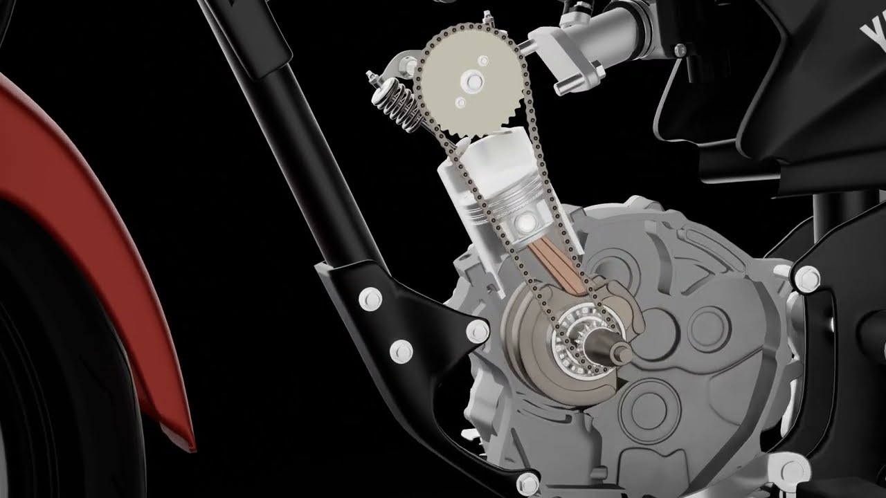 2014 - Animaci&oacute;n del motor aparejado Yamaha YBR 125 Modelo 3D