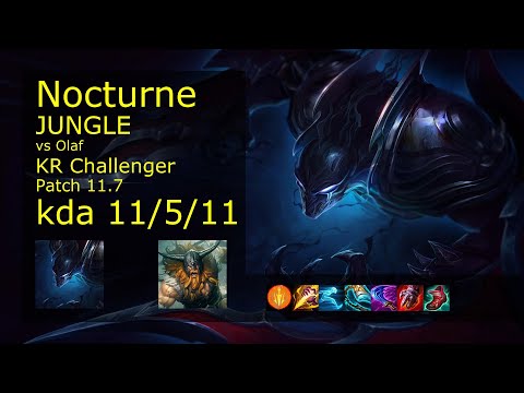 Nocturne vs Olaf Jungle - KR Challenger 11/5/11 Patch 11.7 Gameplay // [롤] 녹턴 vs 올라프 정글