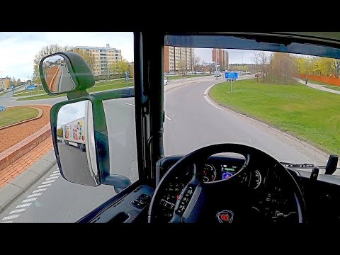 Awesome & Relaxing Scania G490 with Trailer drive out of Eskilstuna (POV, headmount)