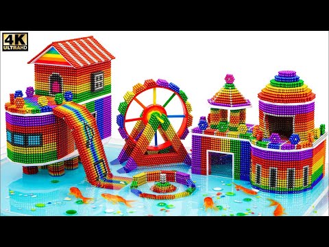 DIY How To Build Slide House, WaterWheel, Swimming Pool For Goldfish From Magnetic Balls Satisfying
