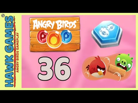 Angry Birds Stella POP Bubble Shooter Level 36 - Walkthrough, No Boosters