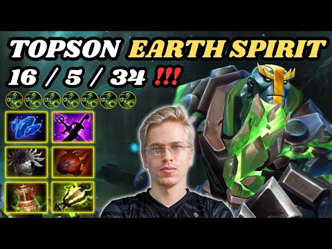 🔥 TOPSON Earth Spirit Midlane Highlights 7.34d 🔥 Insane Gameplay Rolling Boulder - Dota 2