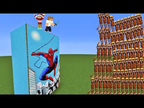 فلم ماين كرافت هجوم 10 000 توم توم ساحور على برج سبايدرمان