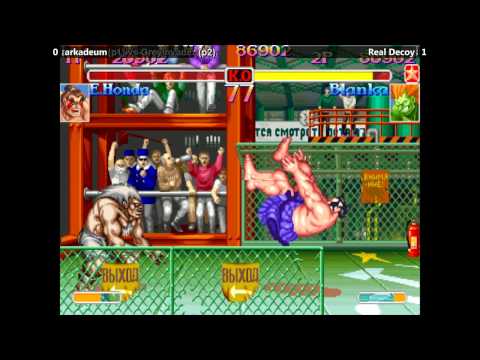 Super Turbo @ Fightmania - Arkadeum (E. Honda) vs Real Decoy (Blanka) [720p/60fps]
